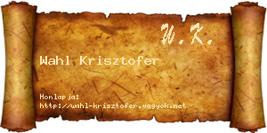 Wahl Krisztofer névjegykártya